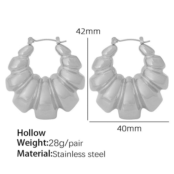 Wholesale Exaggerated 316L Stainless Steel Geometric Earrings For Women With Wave Pattern And Electroplating Design