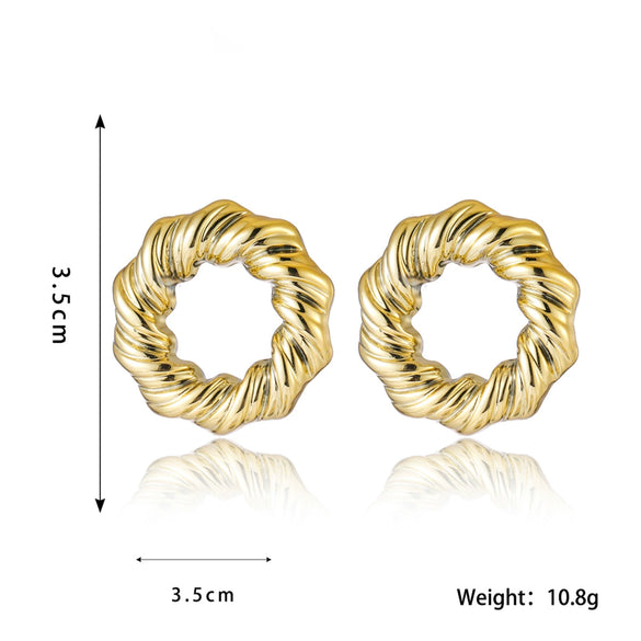 Wholesale Exaggerated Twist Circle Earrings For Women Plastic Resin Gold Plated Geometric Style Electroplated