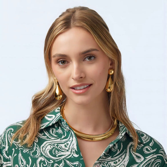 Wholesale Exaggerated Water Drop Shape Stainless Steel Electroplated Women's Earrings