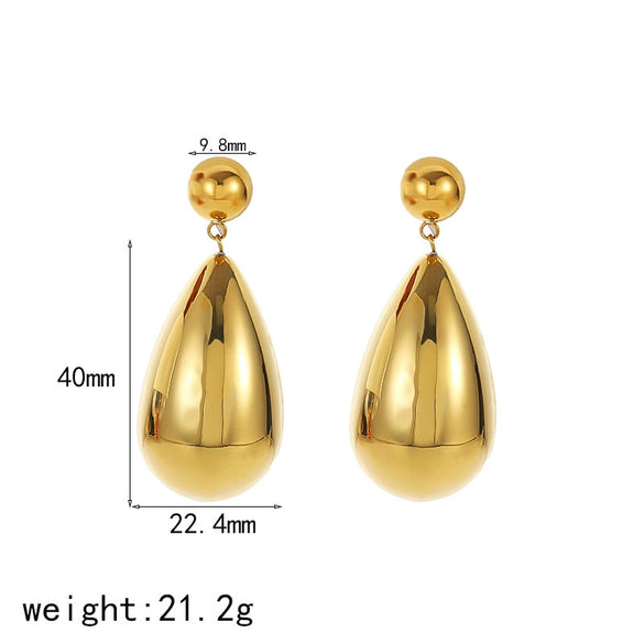 Wholesale Exaggerated Water Drop Shape Stainless Steel Electroplated Women's Earrings