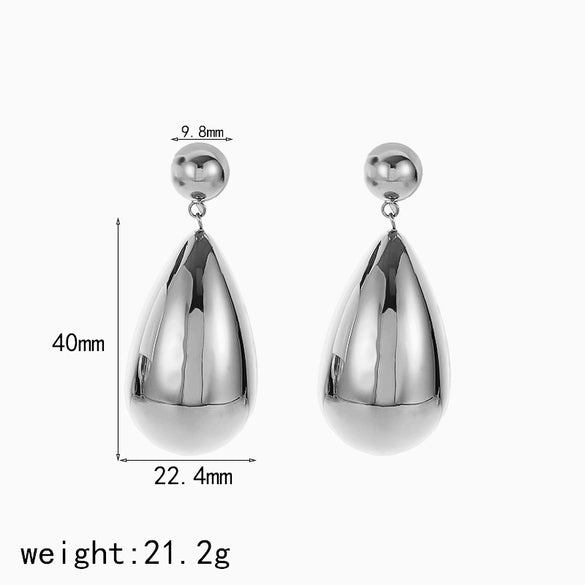Wholesale Exaggerated Water Drop Shape Stainless Steel Electroplated Women's Earrings