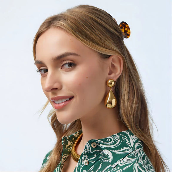 Wholesale Exaggerated Water Drop Shape Stainless Steel Electroplated Women's Earrings