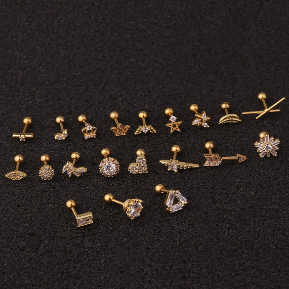 Wholesale Exotic Metal Ear Jewelry With Flower Design Inlaid Zircon For Women