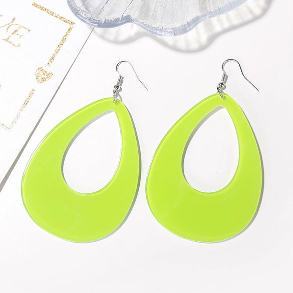 Wholesale Explosion Color Hollow Drop Acrylic Earrings In Geometric Joker Long Design With Fashionable And Personalized Temperament
