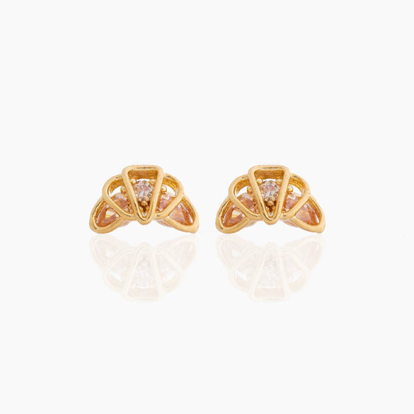 Wholesale Exquisite Earrings Fruit Burger Series Brass Inlaid Zircon Real Gold Plated Geometric Style For Women