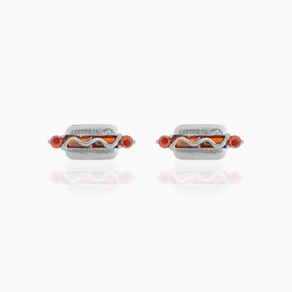 Wholesale Exquisite Earrings Fruit Burger Series Brass Inlaid Zircon Real Gold Plated Geometric Style For Women