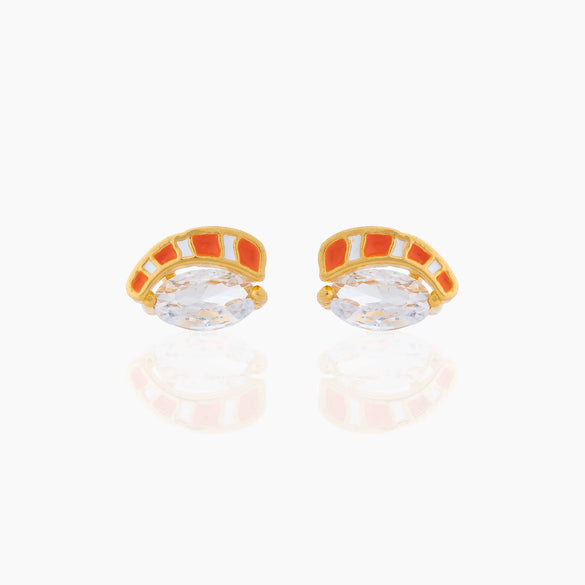 Wholesale Exquisite Earrings Fruit Burger Series Brass Inlaid Zircon Real Gold Plated Geometric Style For Women