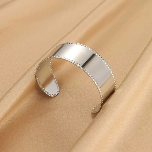 Wholesale Exquisite Exaggerate Style Irregular Leaf Ocean Wide Open Bracelet Stainless Steel Jewelry With Electroplating