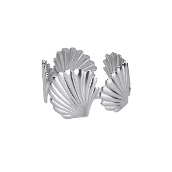 Wholesale Exquisite Exaggerate Style Irregular Leaf Ocean Wide Open Bracelet Stainless Steel Jewelry With Electroplating