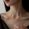 Wholesale Exquisite Half Double Layer Single Diamond Titanium Steel Women's Light Luxury Niche High End Stacked Clavicle Chain With Geometric Pattern And Electroplating