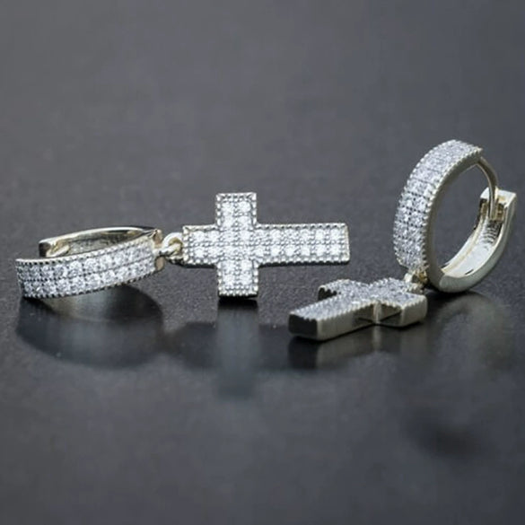 Wholesale Exquisite Retro Geometric Style Copper Zircon Earrings For Unisex