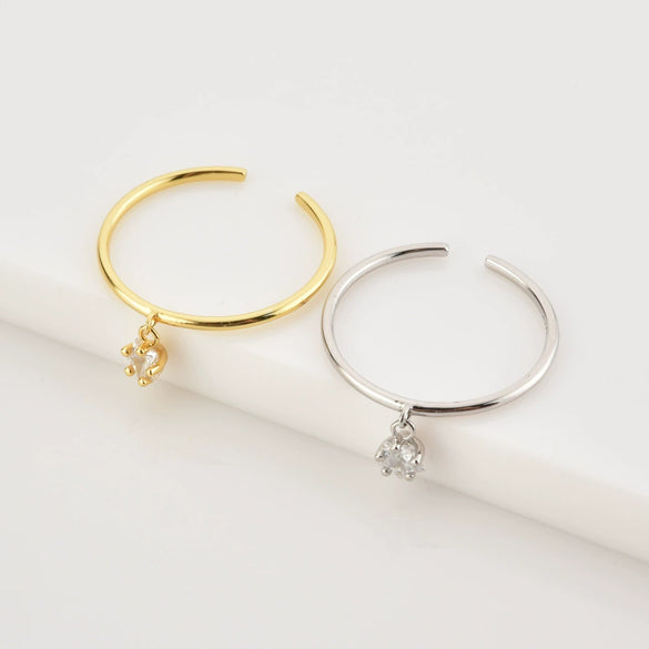 Wholesale Exquisite 925 Silver Five Pointed Star Zircon Adjustable Ring With 18K Real Gold And Platinum Electroplating For Women