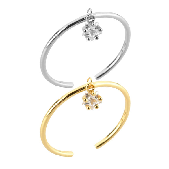 Wholesale Exquisite 925 Silver Five Pointed Star Zircon Adjustable Ring With 18K Real Gold And Platinum Electroplating For Women