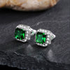 Wholesale Exquisite Square Ladies Earrings Copper Full Diamond Inlaid With Green Zircon Geometric Design