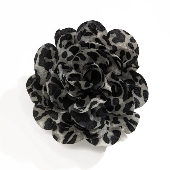 Wholesale Fabric Exaggerated Flower Pattern Duckbill Clip Pin Brooch With Electroplating