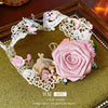 Wholesale Fabric Flower Pearl Diamond Women's Necklace With Sweet Design And Electroplating