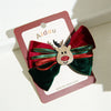 Wholesale Fabric Handmade Christmas Hair Accessories With Bell Bow Ribbon Elk Christmas Tree Elements Duckbill Clip For Women
