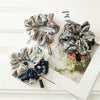 Wholesale Fabric Handmade Elastic Hair Ring With Tassel Hanging Ribbon In Retro Style
