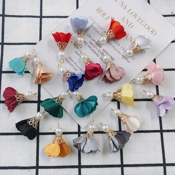 Wholesale Fabric Handwoven Retro Elegant Flower Jewelry Accessories Pendant Earrings