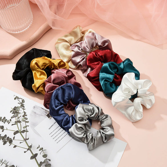 Wholesale Fabric Solid Color Handmade Large Intestine Hair Ring For Female Hair Accessories