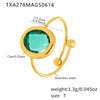 Wholesale Faceted Fiberglass Bead Opening Design Geometric Stainless Steel 18K Gold Electroplated Luxury Fashion Women's Ring