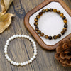 Wholesale Faceted Tiger Eye Stone And Imitation Pearl Handmade Unisex Bracelets