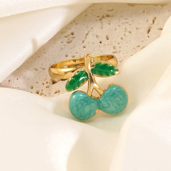 Wholesale Fairy Style Fruit Shaped Oil Dripping Stainless Steel Ring For Women
