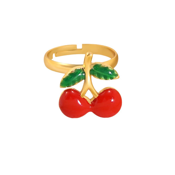 Wholesale Fairy Style Fruit Shaped Oil Dripping Stainless Steel Ring For Women