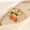 Wholesale Fairy Style Fruit Shaped Oil Dripping Stainless Steel Ring For Women