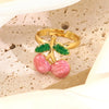 Wholesale Fairy Style Fruit Shaped Oil Dripping Stainless Steel Ring For Women