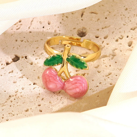 Wholesale Fairy Style Fruit Shaped Oil Dripping Stainless Steel Ring For Women