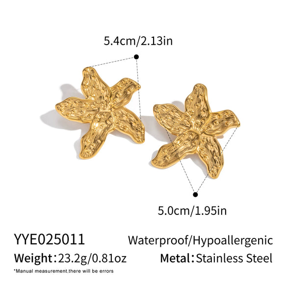 Wholesale Fairy Style Golden Flower Stainless Steel Earrings For Women With Pvd Furnace Vacuum Real Gold Plating