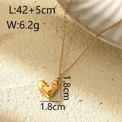 Wholesale Fairy Style Modern Style Classic Style Heart Shape Bow Knot Titanium Steel Copper Inlay 14K Gold Plated Zircon Pendant Necklace