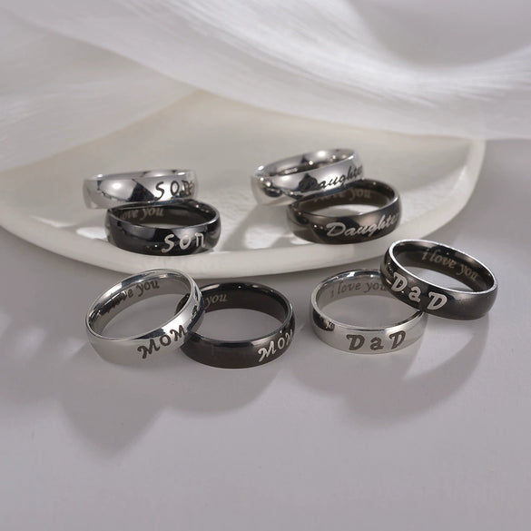 Wholesale Family Ring Titanium Steel Geometric Polished