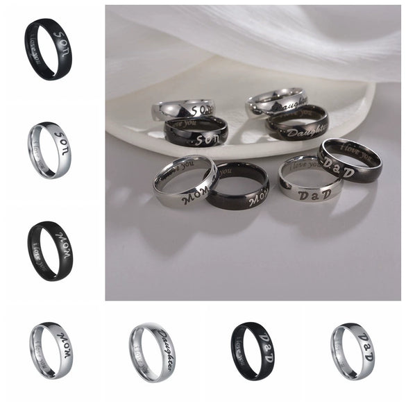 Wholesale Family Ring Titanium Steel Geometric Polished