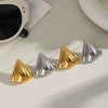 Wholesale Fanshaped Geometric Stainless Steel Earrings For Girls With Pvd Vacuum Real Gold Plating