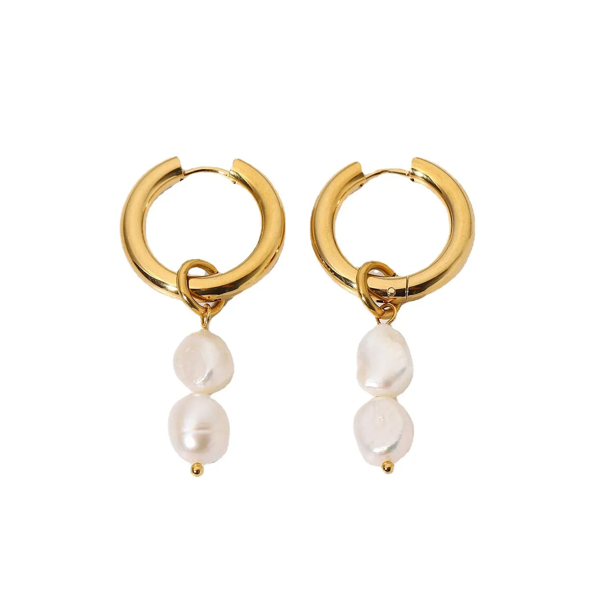 Wholesale Fashion 18k Gold-plated Double Freshwater Pearl Pendant Earrings Gooddiy