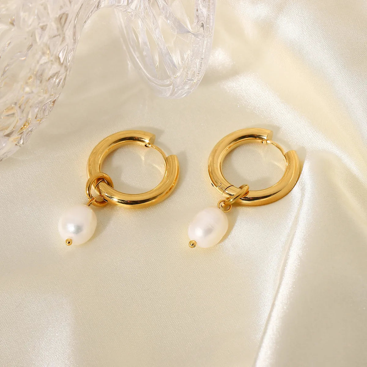 Wholesale Fashion 18k Gold-plated Single Freshwater Pearl Pendant Earrings Gooddiy