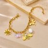 Wholesale Fashion Accessories Insect Animal Pendant Stainless Steel Chain Bracelet Gold Plated