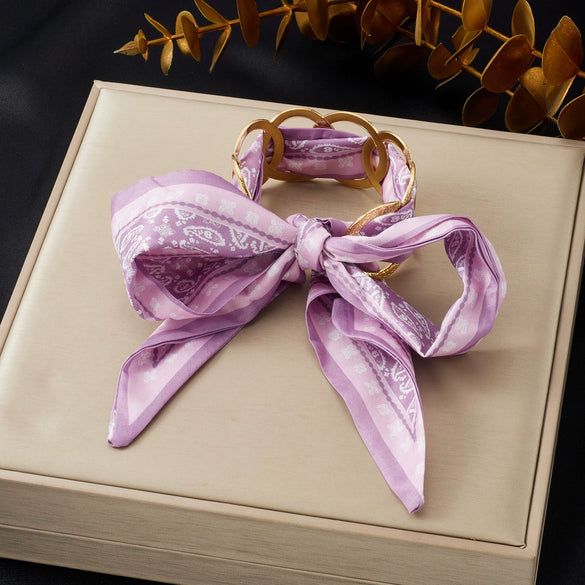 Wholesale Fashion Accessories Stainless Steel Electroplated Satin Printed Ribbon Bow Leopard Print Fabric Wrapped Ring Bracelet Plants And Flowers Style