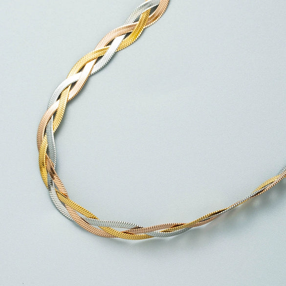 Wholesale Fashion Accessories Titanium Steel Snake Bone Chain Necklace Three Color Mix And Match Geometric Design Electroplated