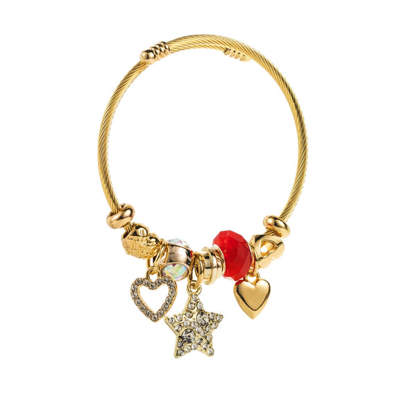 Wholesale Fashion Adjustable Beaded Couple Bracelets With Heart And Star Patterns Made Of Alloy And Rhinestone For Women