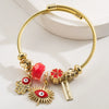 Wholesale Fashion Allmatch Adjustable Unisex Devil's Eye Pendant Beaded Bracelet Made Of Alloy Stainless Steel With Diamond Design