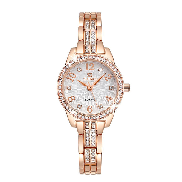 Wholesale Fashion Alloy Waterproof Quartz Watch With Jewelry Buckle For Women Round Dial