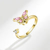 Wholesale Fashion Animal Style Butterfly Rotating Open Adjustable Ring 925 Sterling Silver Electroplated For Women