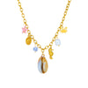 Wholesale Fashion Animal Zodiac Stainless Steel Gold Plated Necklace With Conch Crab Seahorse Pendant And O Word Chain