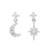 Wholesale Fashion Asymmetric Star Moon Earrings Brass With Zircon