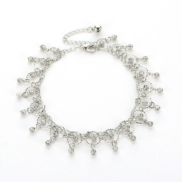 Wholesale Fashion Beach Dance Yoga Alloy Rhinestone Tassel Anklet With Geometric Design For Women