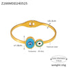Wholesale Fashion Blue Eye Pattern Round Titanium Steel Goldplated Spring Bracelet Jewelry