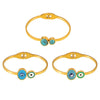 Wholesale Fashion Blue Eye Pattern Round Titanium Steel Goldplated Spring Bracelet Jewelry